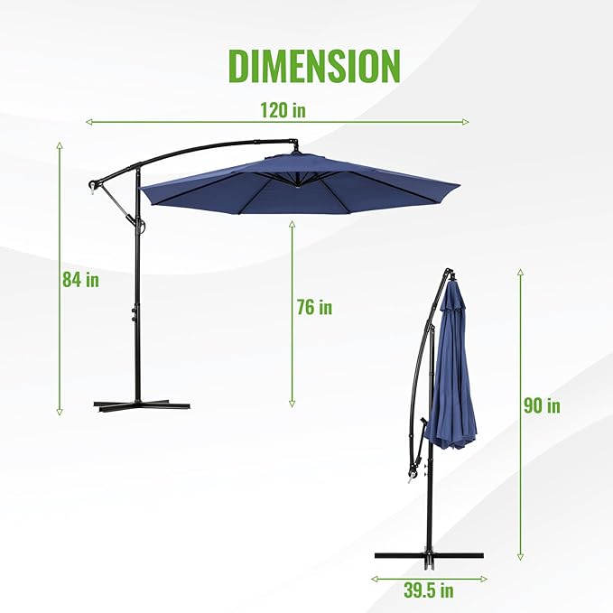 Backyard Expressions 10FT Cantilever Patio Umbrella – Outdoor Offset Hanging - Image 2