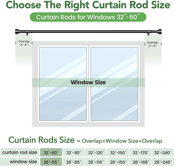 Time Forest Black Curtain Rods for Windows 28 to 48 Inch, 1 Inch Diameter - Image 7