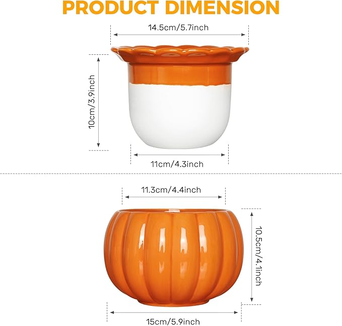 BUYMAX African Violet Pots, Halloween Pumpkin Plant Pots Ceramic Easy Self - Image 5