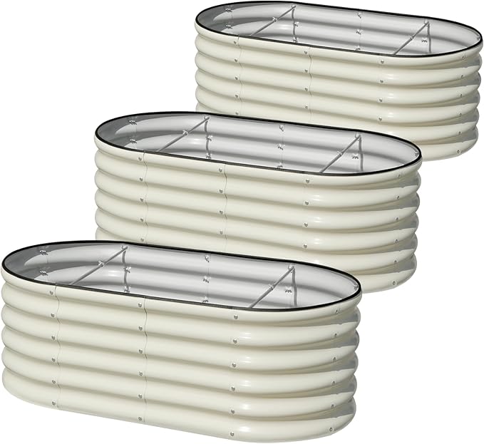 SnugNiture 3 Pcs 4x2x1.5ft Raised Garden Bed Outdoor, Oval Raised Garden Bed Kit by snugniture