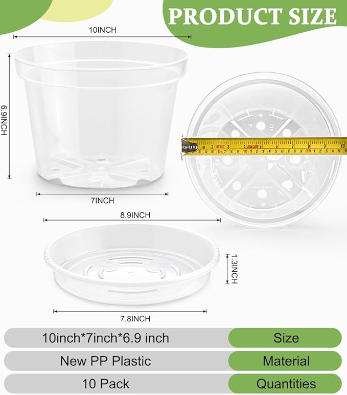 10 Pack 10 Inch Clear Nursery Pots - Image 2