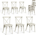 VINGLI Plastic Outdoor Dining Chairs Set of 6, Stackable Patio Cream White by VINGLI