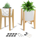 OERGKE 2 PACK Adjustable Plant Stand Indoor, Bamboo Mid Century Modern Plants by OERGKE