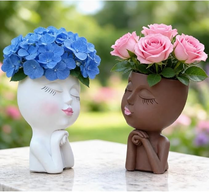 Face Flower Pot Head Planter, Girl Heads Flowerpot, Lady Faces Plant Pot - Image 9