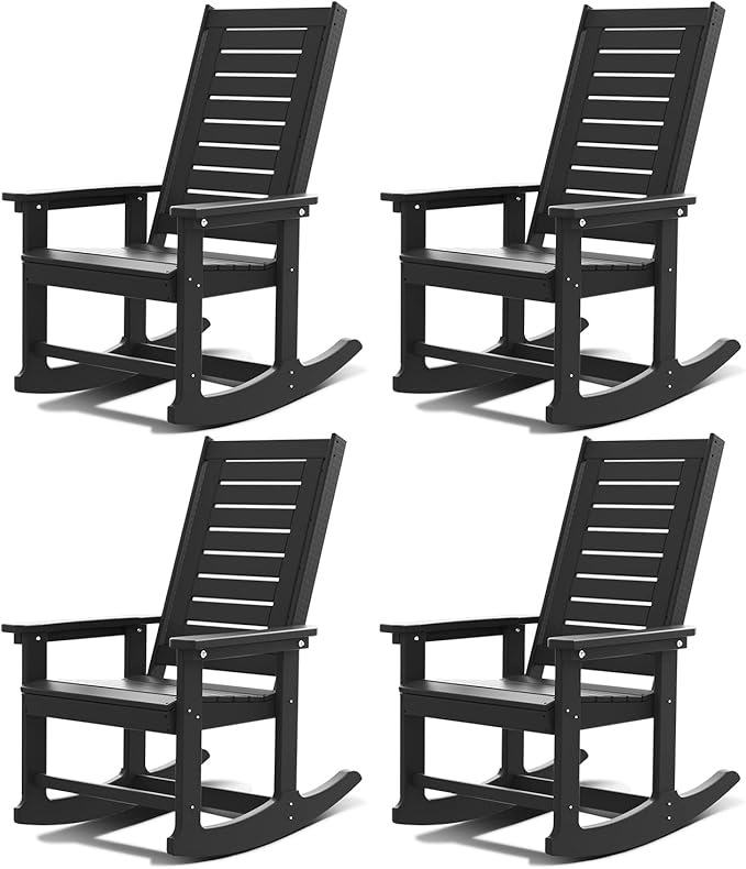 GREENVINES Outdoor Rocking Chairs | Set of 4 | Porch Rocker | HDPE Plastic | by GreenVines