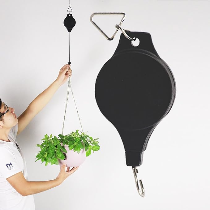 Ogrmar 2PCS Plant Pulley Retractable Pulley Plant Hanger Hanging Flower Basket - Image 6