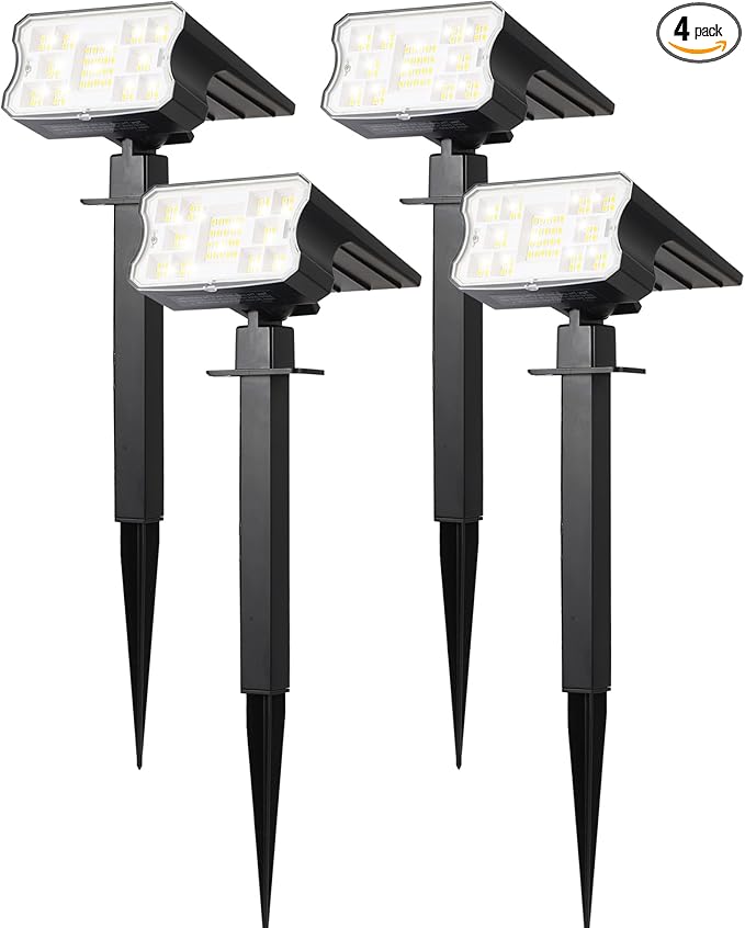 HGGH Solar Lights Outdoor Waterproof IP67, 60 LED 3 Lighting Modes Solar Spot by Home