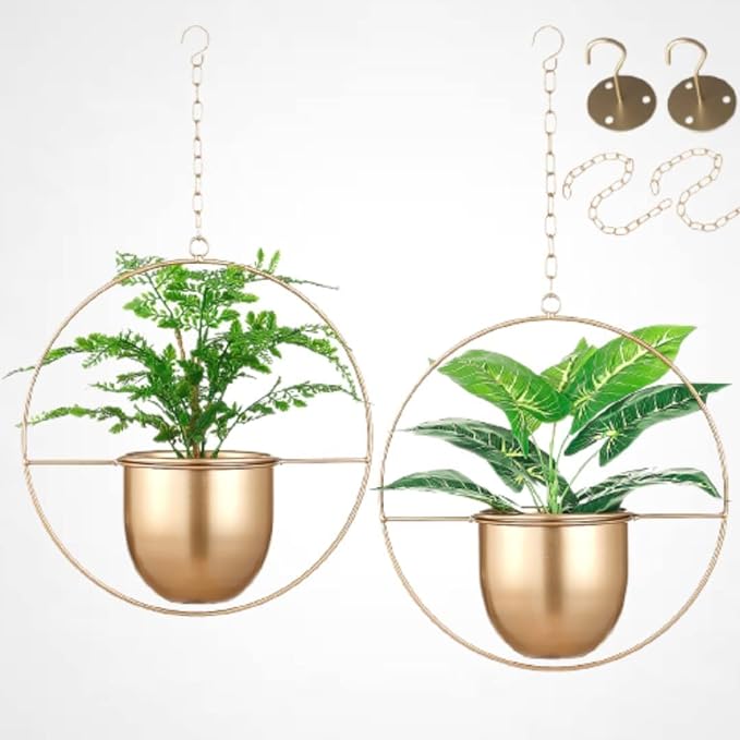 2 Pack Gold Hanging Planter, Hanging Planters by Shineloha
