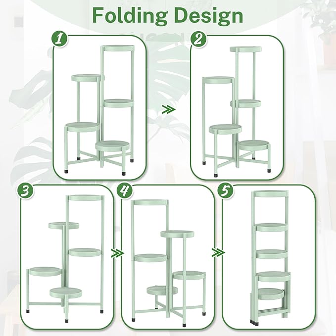 iDavosic.ly Plant Stand Indoor Outdoor, 5 Tier Corner Metal Flower Display - Image 9