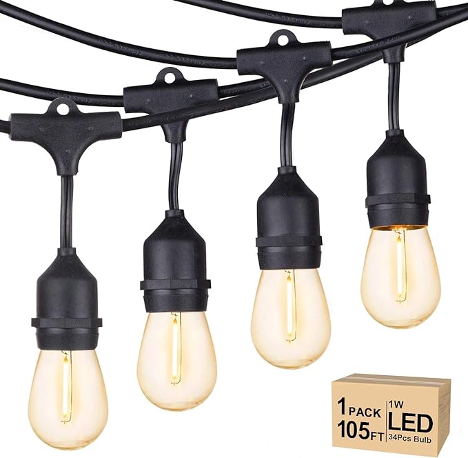 Svater Outdoor String Lights Led 105FT, Commercial Grade Patio Light by Svater