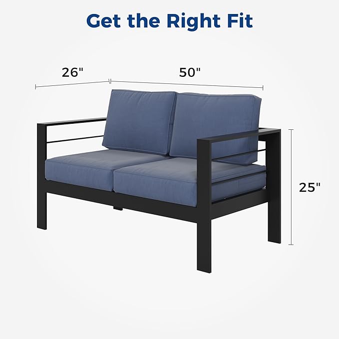 Wisteria Lane Patio Furniture Aluminum Loveseat, All-Weather Outdoor 2 Seats - Image 2