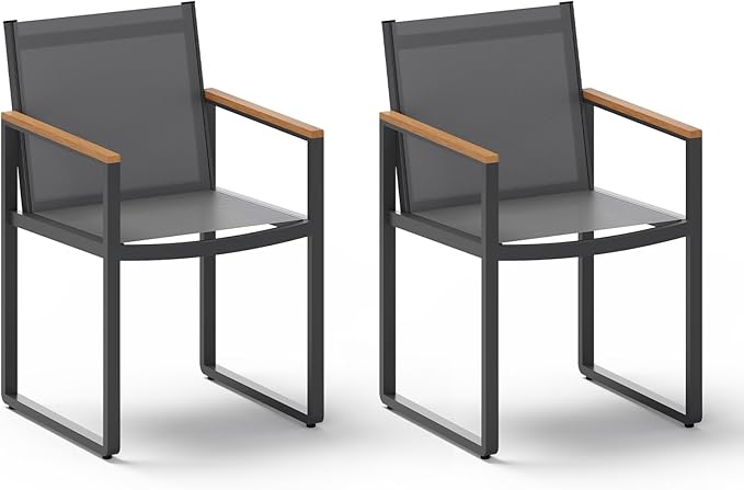 Outdoor Dining Chairs Set of 2, Aluminum Patio Dining Chiars by Oasbira