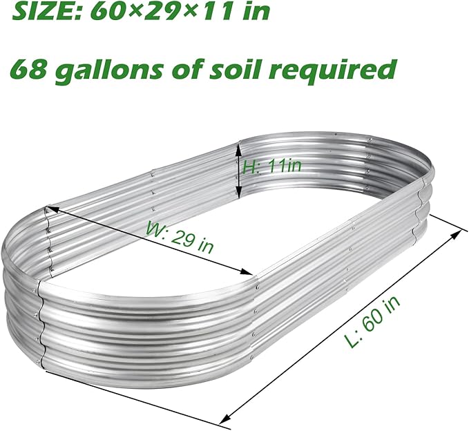Raised Garden Bed Galvanized Planter Box Outdoor, 5ft Oval Large Rot-Resistant - Image 3
