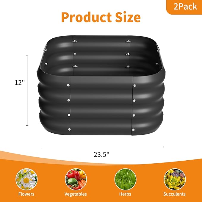 2-Pack 2x1ft Galvanized Raised Garden Bed, Outdoor Planter Bed, Metal Planter - Image 3