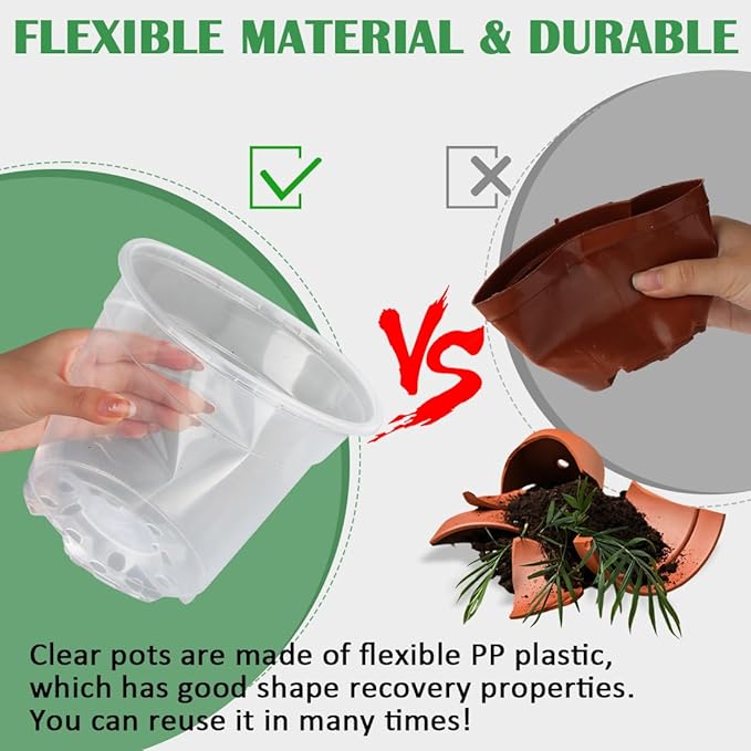 30 Pack 7/6/5/4/3 Inch Clear Nursery Pots - Image 3