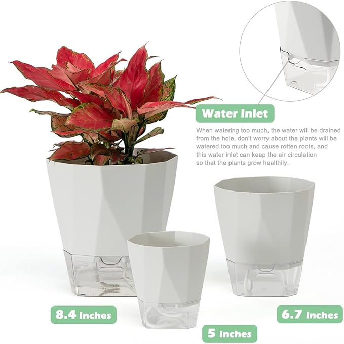 5 Pack Self Watering Plant Pots 5/6.7/8.4 In Self Watering Planters - Image 6