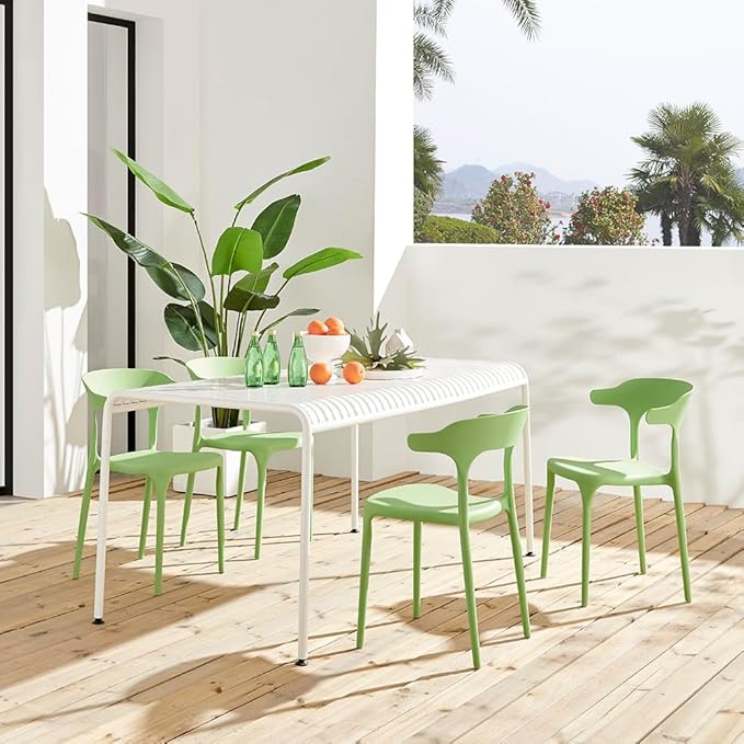 Modern Stackable Dining Chair Set, No Assembly, Plastic Chair, Patio Chair - Image 7