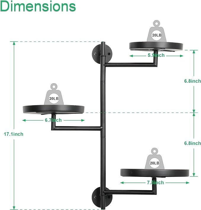 Rotating Window Wall Plant Shelves Stand Holder, 3 Tiered Metal Floating Plant - Image 4