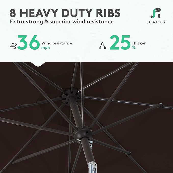 JEAREY 9FT Outdoor Patio Umbrella Outdoor Table Umbrella - Image 5