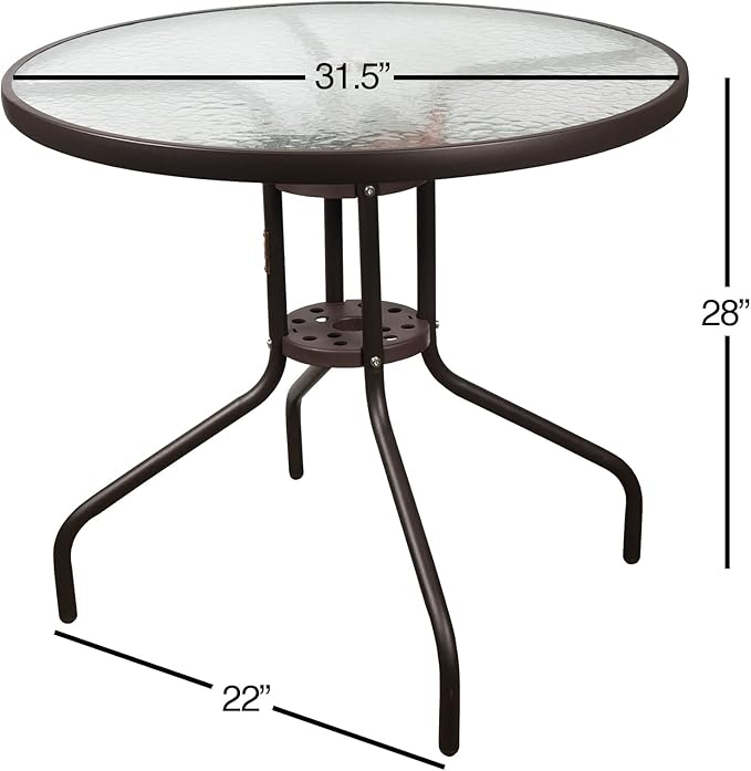 Garden Elements Outdoor Patio Furniture, Round Dining Table, Steel Base and Rim - Image 3