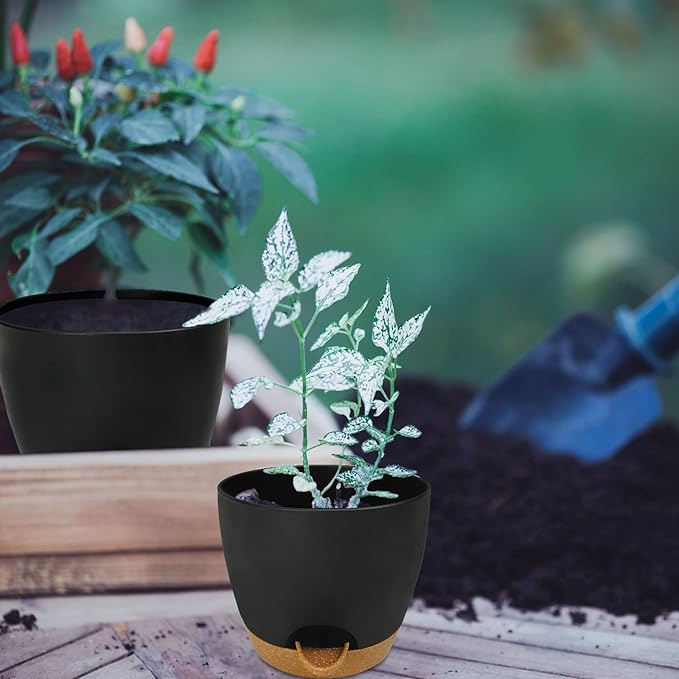 Self Watering Planters with Drainage Holes Reservoir, Nursery Planting Pot - Image 7
