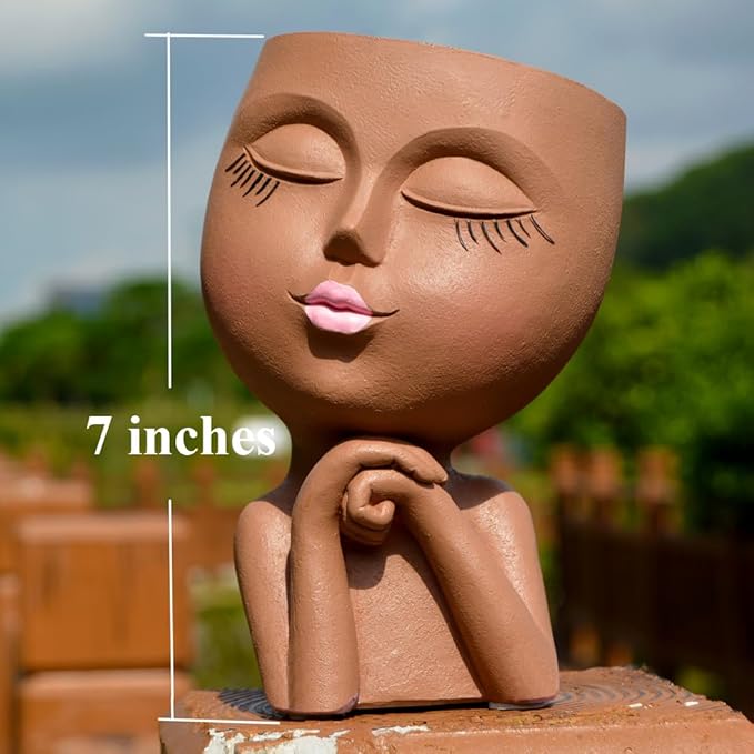 Face Flower Pot Head Planter, Girl Heads Flowerpot, Lady Faces Plant Pot - Image 6