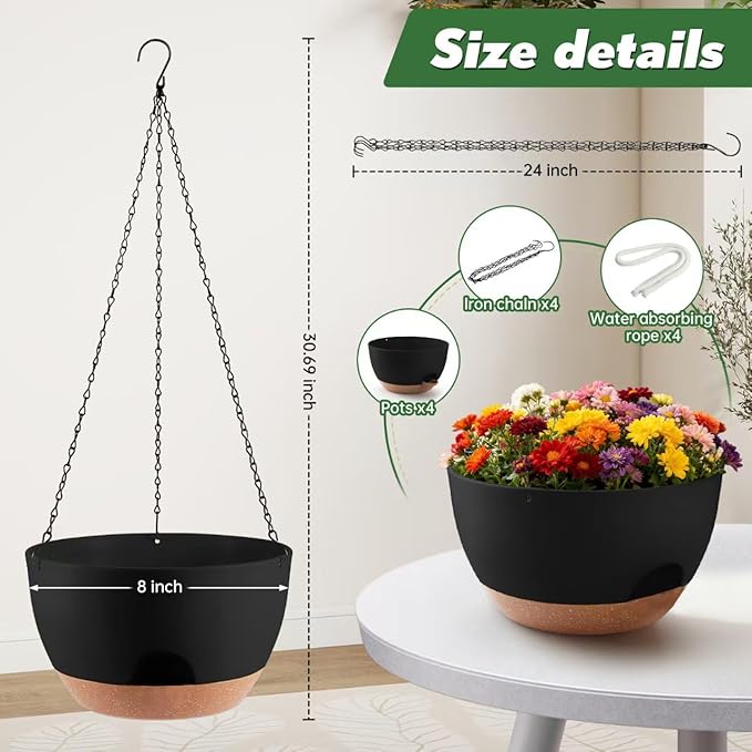 4-Piece Set of 8-Inch Hanging Planters - Image 3