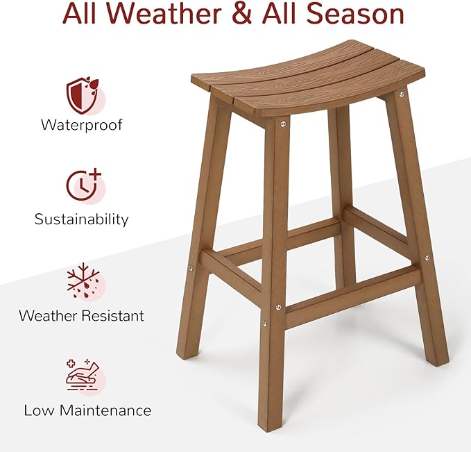 All-Weather Bar Stools Set of 2, Looks Like Real Wood, - Image 4