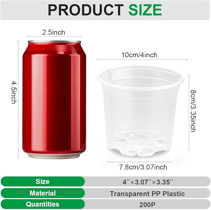 200 Pack 4 Inch Clear Plant pots - Image 2