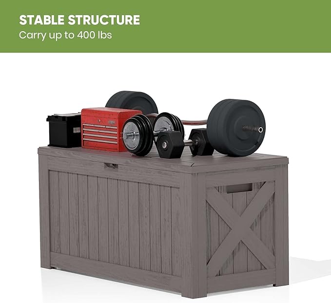 Patiowell 120 Gallon Large Deck Box, Outdoor Lockable Storage Box - Image 8