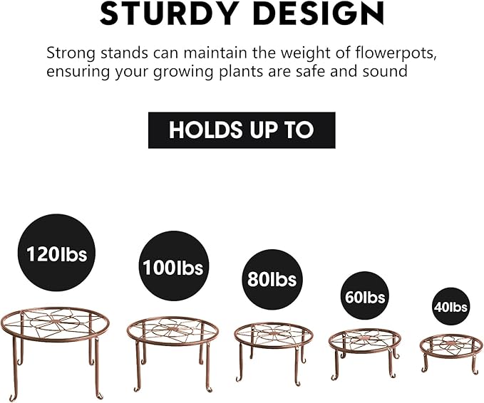 5 Pack Metal Plant Stands for Multiple Plant, Heavy Duty Flower Pot Stands for - Image 3