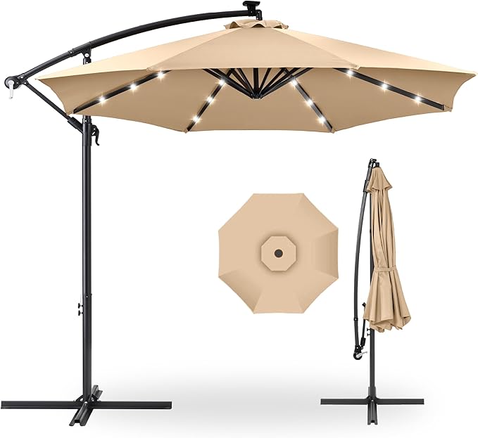 Best Choice Products 10ft Solar LED Offset Cantilever Hanging Market Patio by BestChoiceProducts