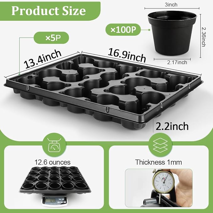3 Inch Plastic Plant Pots 100 Pcs - Image 4