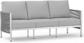 Aluminum Outdoor Patio Couch, 3 Seats HDPE Rope Patio Sofa by Oasbira