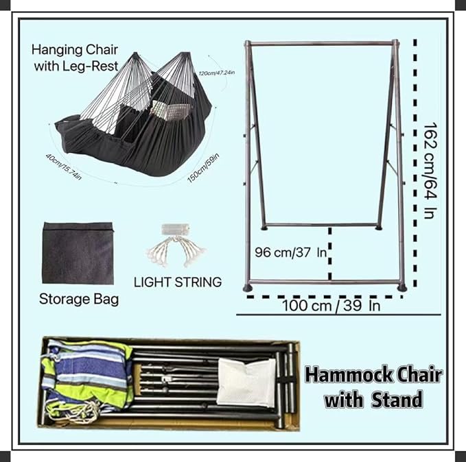 Hammock Chair Stand with X-Large Swing Chair with Footrest，Anti-Tip Thickened - Image 2