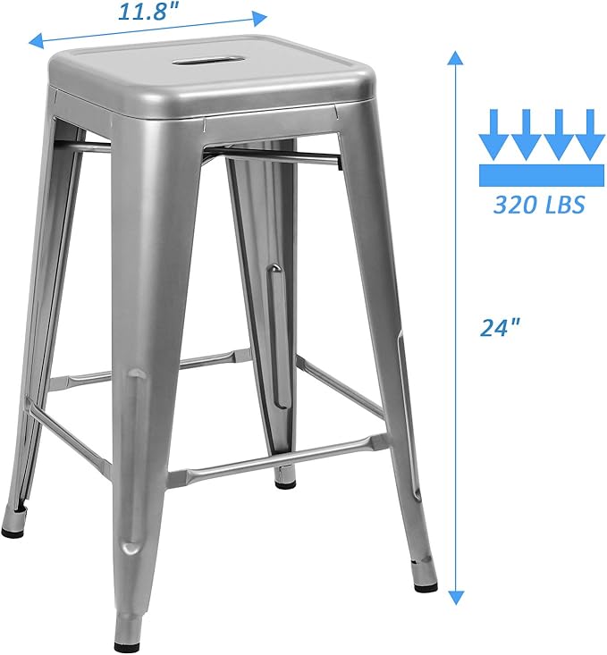 Devoko Metal Bar Stools 24" Indoor Outdoor Stackable Barstools Modern Style - Image 7