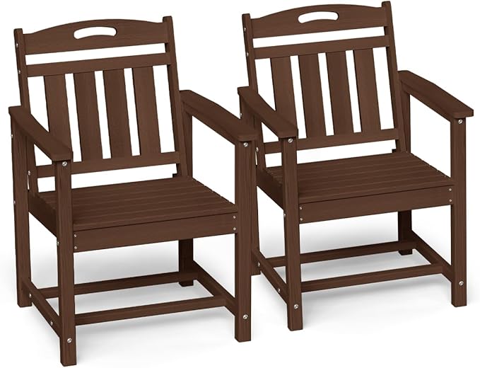 Ciokea HDPE Outdoor Patio Dining Chairs Set of 2, All-Weather Porch Chair by CIOKEA