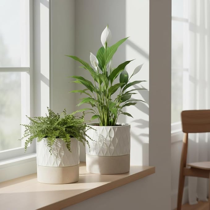 Nihow Self Watering Plant Pot for Indoor Plants: 4.5+6 Inch Ceramic Planter - Image 8