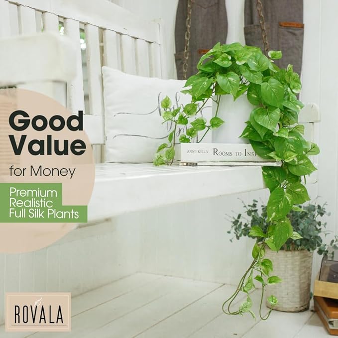 ROVALA Silk Plants for Home Decor Indoor in Pot Realistic Artificial Plants - Image 5