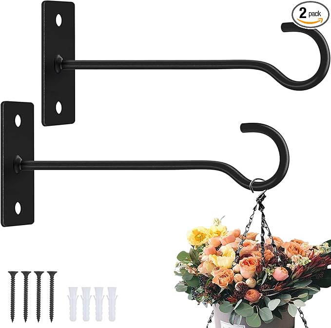 Plant Hooks 2Pack Hanging Plant Bracket 6inch Metal Plant Hanger Decorative by QTJUST