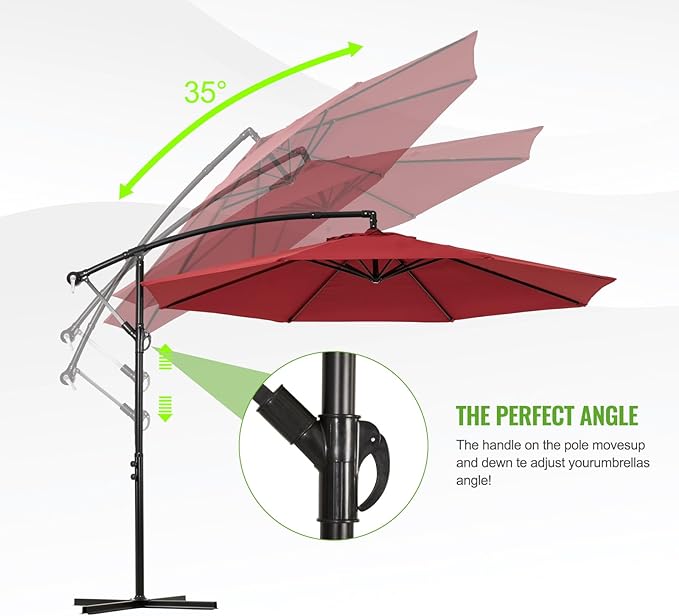 Backyard Expressions 10FT Cantilever Patio Umbrella – Outdoor Offset Hanging - Image 7