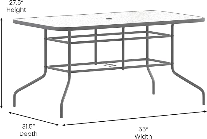 Flash Furniture Tory 31.5" x 55" Rectangular Tempered Glass Metal Table - Image 3