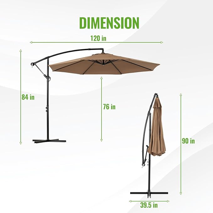 Backyard Expressions 10FT Cantilever Patio Umbrella – Outdoor Offset Hanging - Image 3