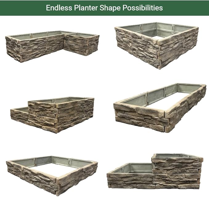 Raised Garden Bed Tan/Brown Ledgestones Composite Polyurethane Natural Look - Image 2