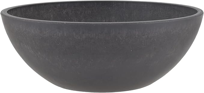 PSW Pot Collection M25DC 10-inch Plastic/Stone/Wood Composite Low Bowl Planter by PSW