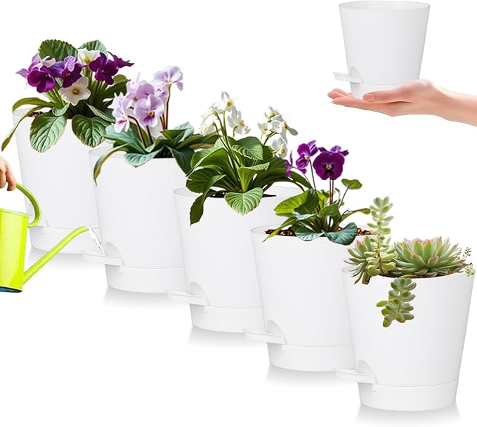 5 Pack 5 inch Self-Watering Pots, African Violets Planter by zople