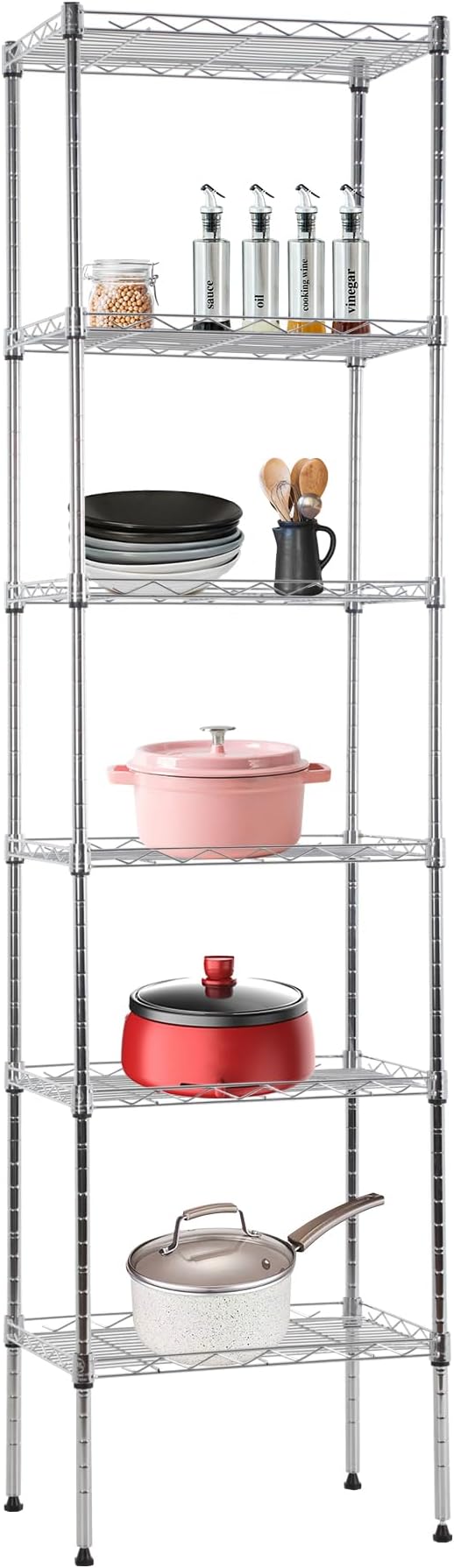 BestOffice | 6-Tier Wire Storage Shelves | 17x12x64 | Chrome | by BestOffice