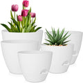 Plant Pots 10/9/8/7.5/7 Inch Self Watering Pots, Plastic Flower Pots, Nursery by QRRICA