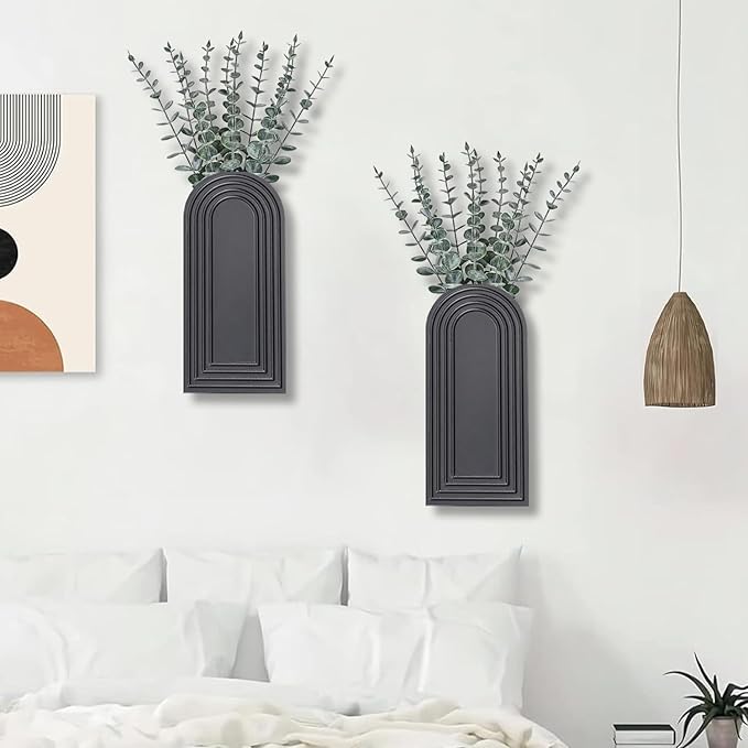 2 Pack Wooden Wall Vase Set - Image 5