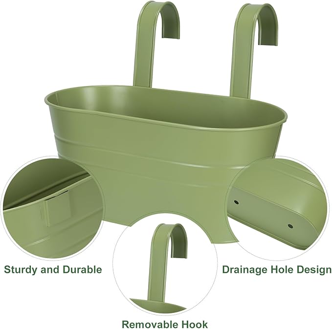 HowRU Metal Iron Flower Pots for Railing Fence Hanging Bucket Pots and Hanging - Image 3